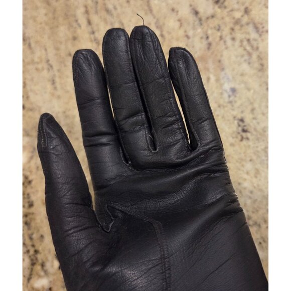 Vintage Womens Size M 7 Black Leather Formal 10.5" Long Gloves Kerrybrooke - Picture 16 of 16